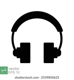 Fones de ouvido fones de ouvido ícone plano. Estilo sólido simples. Fone de ouvido, pictograma, ouvir música, fone de ouvido sem fio, conceito de tecnologia. Ilustração de vetor de glifo isolada no plano de fundo branco. EPS 10.