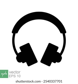 Fones de ouvido fones de ouvido ícone plano. Estilo sólido simples. Fone de ouvido, pictograma, ouvir música, fone de ouvido sem fio, conceito de tecnologia. Ilustração de vetor de glifo isolada no plano de fundo branco. EPS 10.