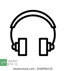 Fones de ouvido fones de ouvido ícone plano. Estilo de contorno simples. Fone de ouvido, pictograma, ouvir música, fone de ouvido sem fio, conceito de tecnologia. Ilustração de vetor de linha isolada no fundo branco. EPS 10.