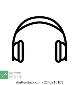 Fones de ouvido fones de ouvido ícone plano. Estilo de contorno simples. Fone de ouvido, pictograma, ouvir música, fone de ouvido sem fio, conceito de tecnologia. Ilustração de vetor de linha isolada no fundo branco. EPS 10.