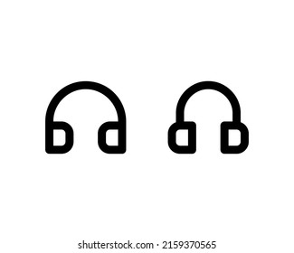 Headphones earphones flat icons. Headset silhouette symbols isolated on white background. Vector EPS 10
