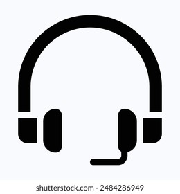 Headphones, Earphones, Headset Vector Icon. Isolated Silhouette Vector Icon.