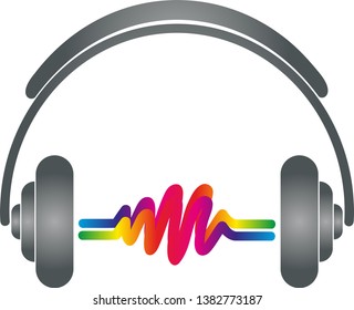 Headphones and equalizer in color logo