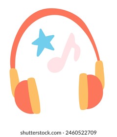 Headphones in flat design. Wireless headset device for music listening. Vector illustration isolated.