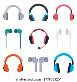 Headphones flat, earpieces icon, vector illustration isolated on white background