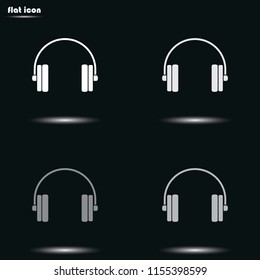 Headphones flat grayscale vector icon.
