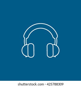 Headphones Flat Icon On Blue Background