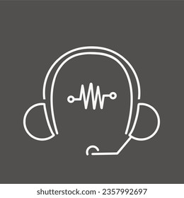 Headphones flat icon on gray background, Cartoon gadget headset symbol hand drawing, Illustration vector design