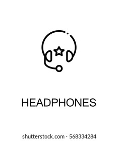 Headphones flat icon set. Collection of high quality outline symbols for web design, mobile app. Headphones vector thin line icons or logo.