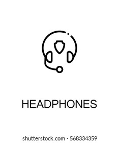 Headphones flat icon set. Collection of high quality outline symbols for web design, mobile app. Headphones vector thin line icons or logo.