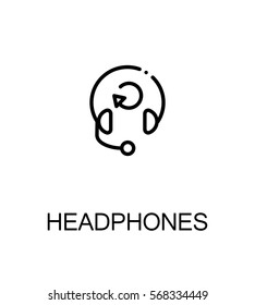Headphones flat icon set. Collection of high quality outline symbols for web design, mobile app. Headphones vector thin line icons or logo.