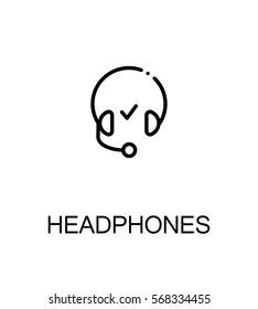 Headphones flat icon set. Collection of high quality outline symbols for web design, mobile app. Headphones vector thin line icons or logo.