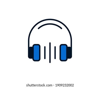 Kopfhörer flach Symbol. Einzelnes, qualitativ hochwertiges Umrisssymbol für Webdesign oder mobile App.  Dünne Holidays-Schilder für Design-Logo, Visitenkarte usw. Umrisspiktogramm EPS10
