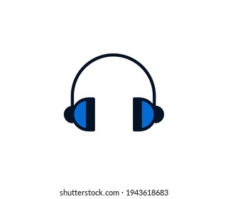 Icono plano de auriculares. Símbolo de esquema único de alta calidad para diseño web o aplicación móvil.  Señales de línea delgada de vacaciones para el logotipo de diseño, tarjeta de visita, etc. Esquema pictograma EPS10