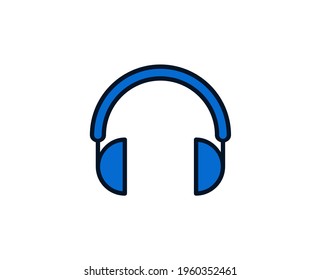 Headphones flat icon. Single high quality outline symbol for web design or mobile app.  Holidays thin line signs for design logo, visit card, etc. Outline pictogram EPS10