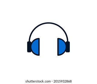 Headphones flat icon. Single high quality outline symbol for web design or mobile app.  Holidays thin line signs for design logo, visit card, etc. Outline pictogram EPS10