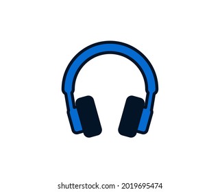 Headphones flat icon. Single high quality outline symbol for web design or mobile app.  Holidays thin line signs for design logo, visit card, etc. Outline pictogram EPS10