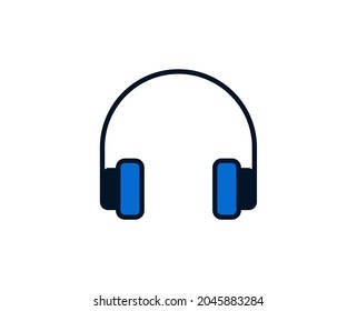 Headphones flat icon. Single high quality outline symbol for web design or mobile app.  Holidays thin line signs for design logo, visit card, etc. Outline pictogram EPS10