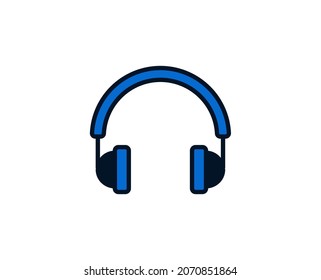 Headphones flat icon. Single high quality outline symbol for web design or mobile app.  Holidays thin line signs for design logo, visit card, etc. Outline pictogram EPS10