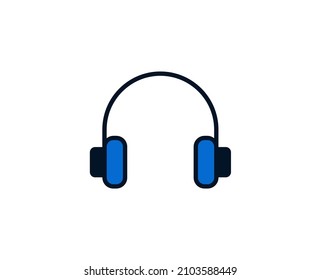 Headphones flat icon. Single high quality outline symbol for web design or mobile app.  Holidays thin line signs for design logo, visit card, etc. Outline pictogram EPS10