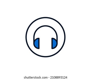 Icono plano de auriculares. Símbolo de esquema único de alta calidad para diseño web o aplicación móvil.  Señales de línea delgada de vacaciones para el logotipo de diseño, tarjeta de visita, etc. Esquema pictograma EPS10