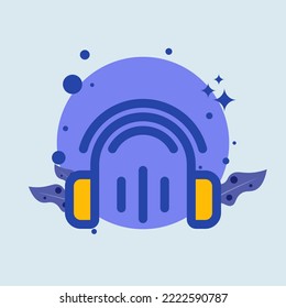 Headphones flat illustration. Earphones signs vector illustration.