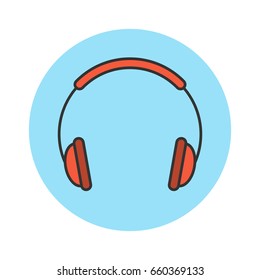 Headphones flat line icon