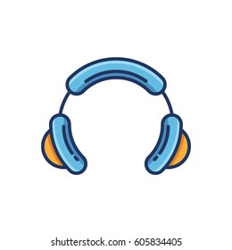 Headphones flat outline icon