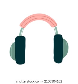 headphones in a flat style. hand drawn vector illustration isolated on white background.