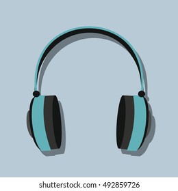 Headphones in flat style with shadow. Vector illustration