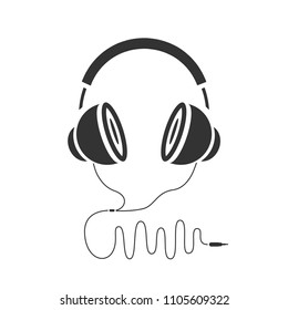 Headphones in flat style. Vector illustration.