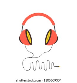 Headphones in flat style. Vector illustration.