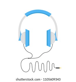 Headphones in flat style. Vector illustration.