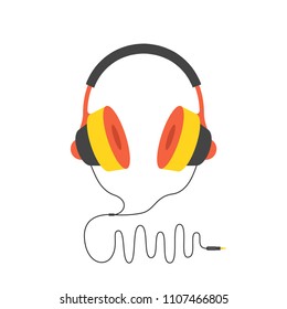 Headphones in flat style. Vector illustration.