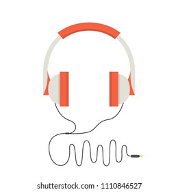 Headphones in flat style. Vector illustration.
