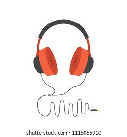 Headphones in flat style. Vector illustration.