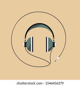 Headphones in flat style. Vector illustration.