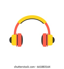 Headphones in flat style. Vector illustration.