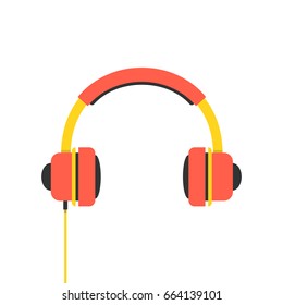 Headphones in flat style. Vector illustration.