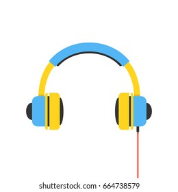 Headphones in flat style. Vector illustration.