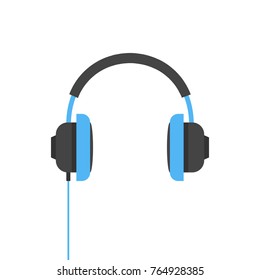 Headphones in flat style. Vector illustration.