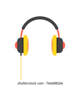 Headphones in flat style. Vector illustration.