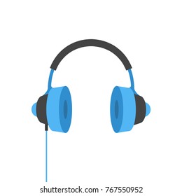 Headphones in flat style. Vector illustration.