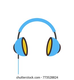 Headphones in flat style. Vector illustration.