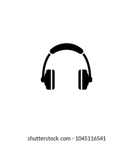 Headphones. Flat Vector Icon. Simple black symbol on white background
