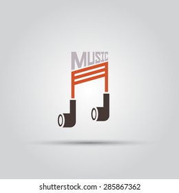 headphones in the form of a musical note isolated vector colored icon