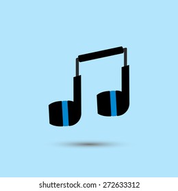 Headphones in the form of notes. 