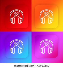 Headphones four color gradient app icon set