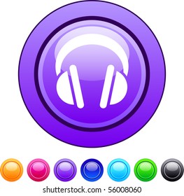 Headphones glossy circle web buttons.