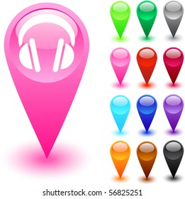 Headphones glossy web buttons.